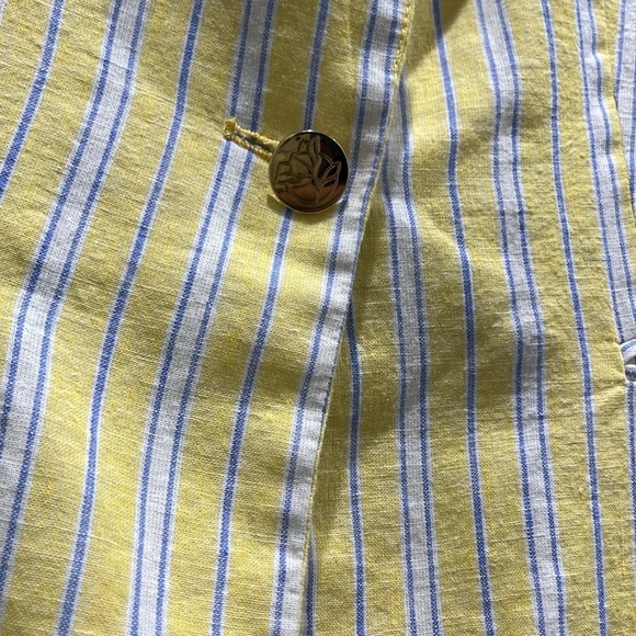 Draper James RSVP Yellow Striped Linen Blend Blazer Sz M - Picture 4 of 7